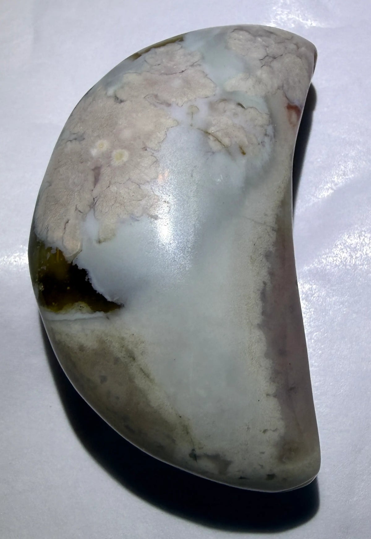Flower Agate Crescent Moon | Carving | 2.33 in H