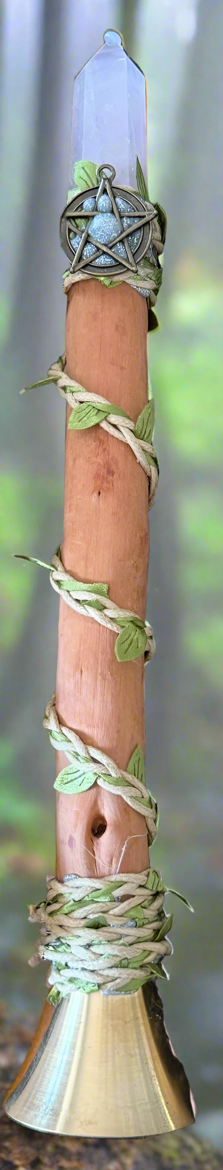 Altar Bell Rose Quartz Finial and Pentagram Adornment - Main Street Crystals & Minerals