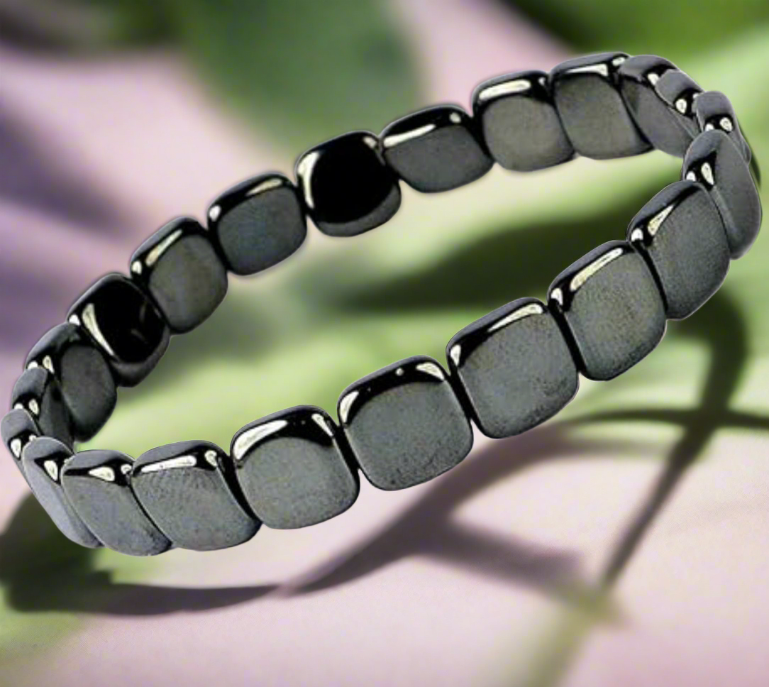 Hematite square bead bracelet.