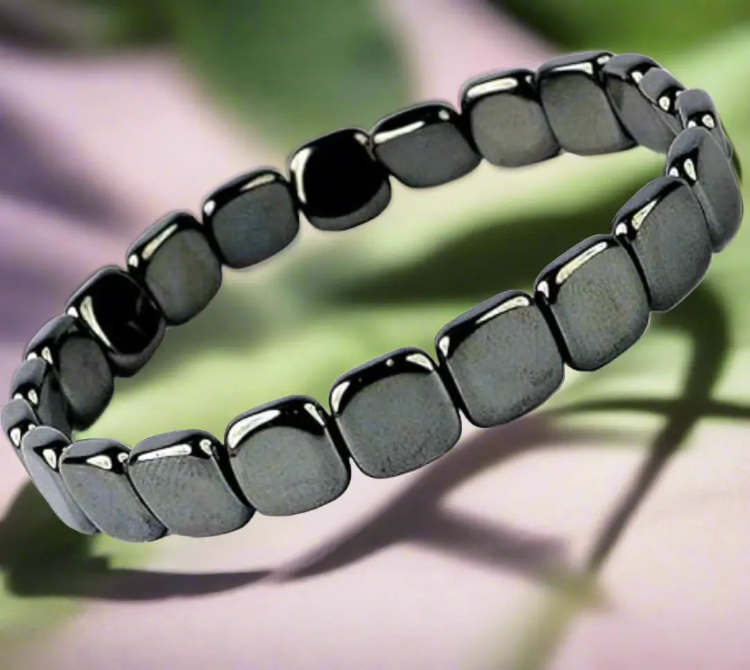Hematite square bead bracelet.