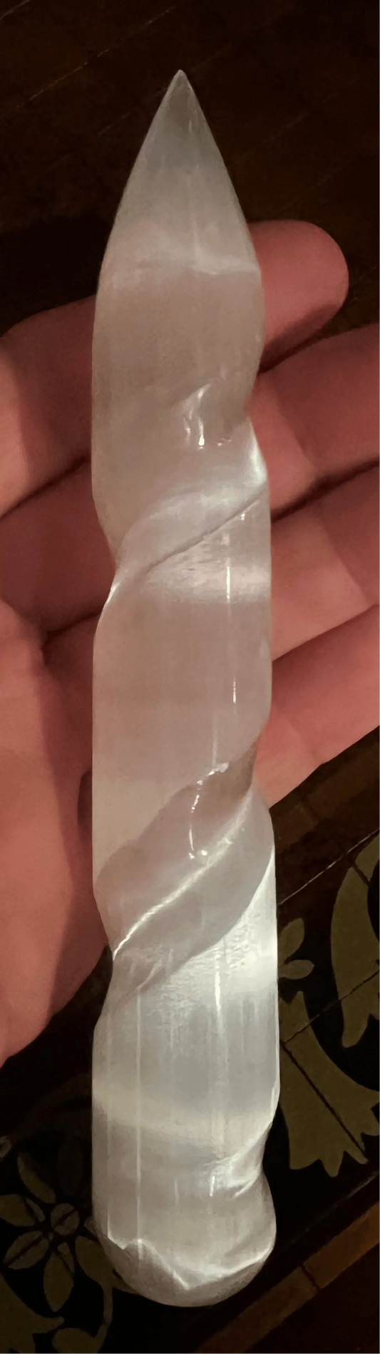 Selenite spiral wand for aura and crown chakra cleansing