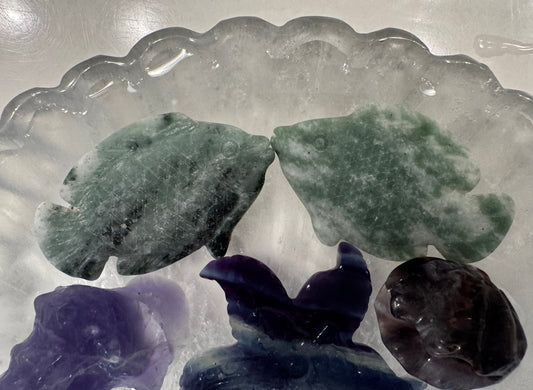 Clear Quartz Shell Bowl With Fluorite Shells and Aventurine Fish - Main Street Crystals & Minerals