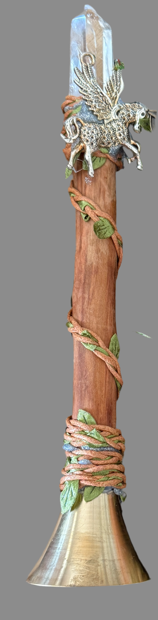 Altar Bell Clear Quartz Finial and Pegasus Adornment - Main Street Crystals & Minerals