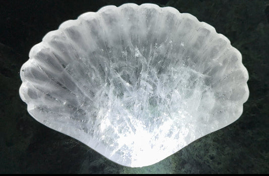 Clear Quartz Shell Bowl With Fluorite Shells and Aventurine Fish - Main Street Crystals & Minerals