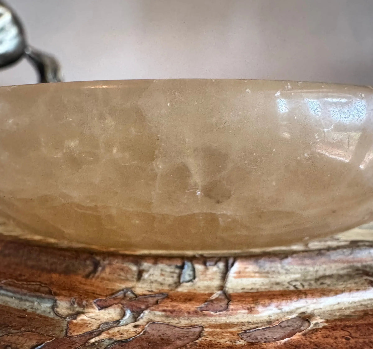 Banded Calcite apothecary bowl display view