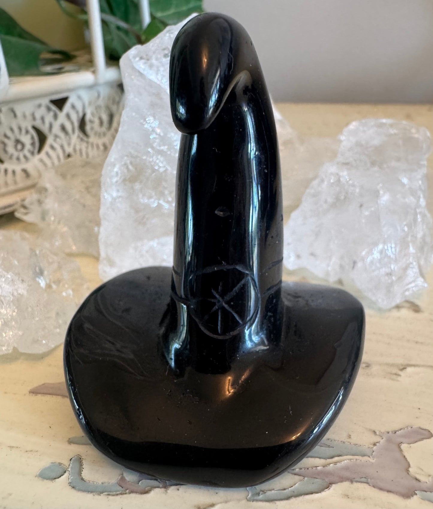 Black Obsidian Witch Hat Carving - Main Street Crystals & Minerals