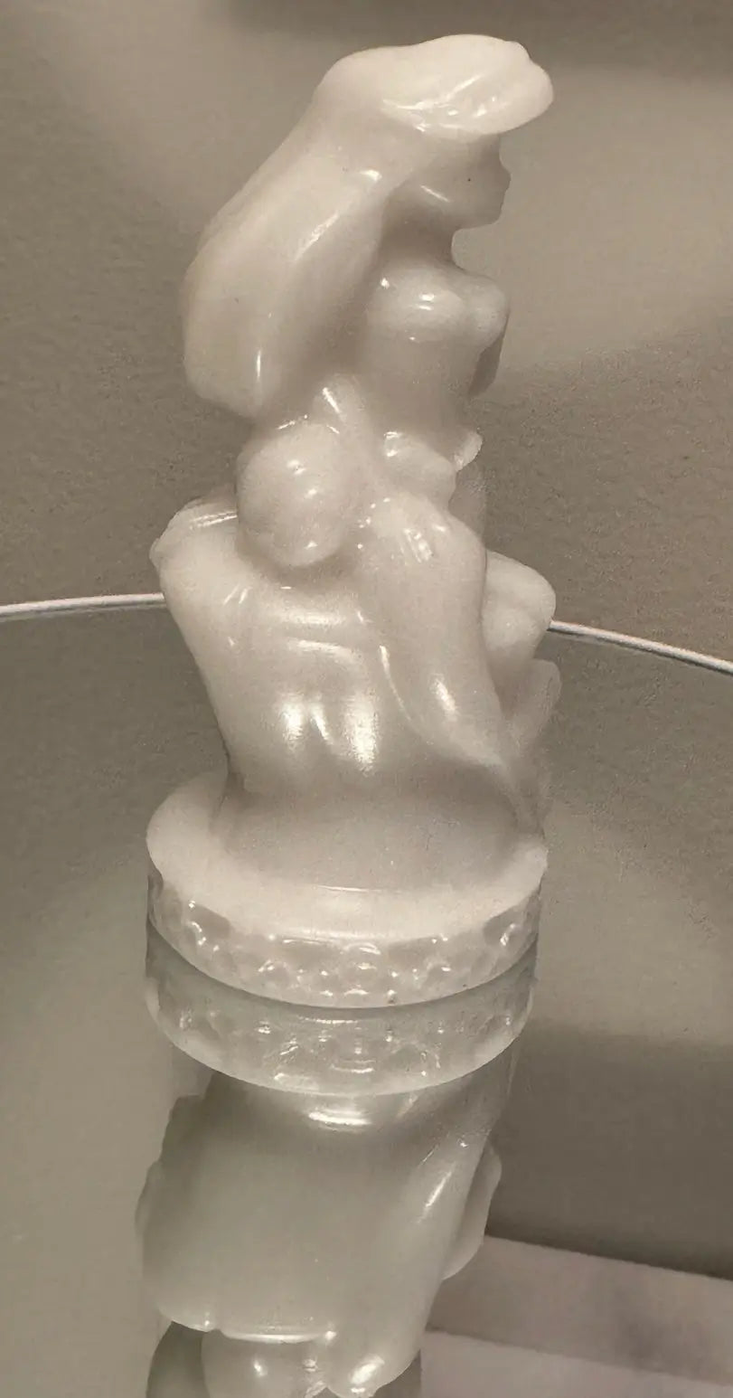 Ariel Little Mermaid White Calcite crystal carving side view