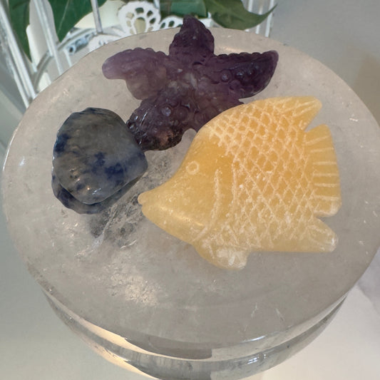 Clear Quartz Starfish bowl with polished crystal shape