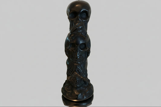 Black Obsidian Skull Totem Carving Speak No Evil, Hear No Evil, See No Evil - Main Street Crystals & Minerals