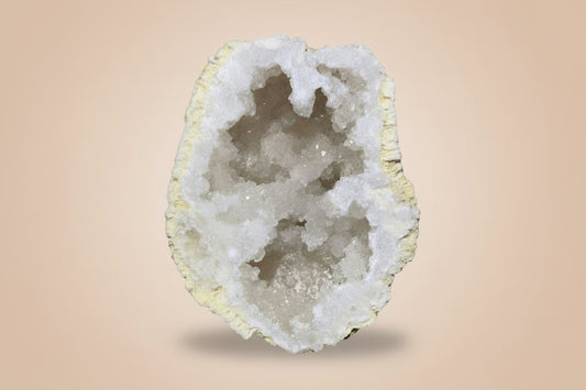 Clear Quartz geode crystal with sparkling interior