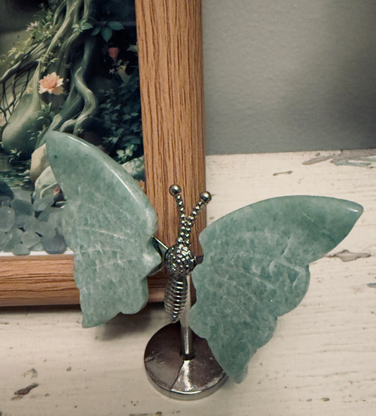 Serpentine Crystal Butterfly Wings on Metal Stand
