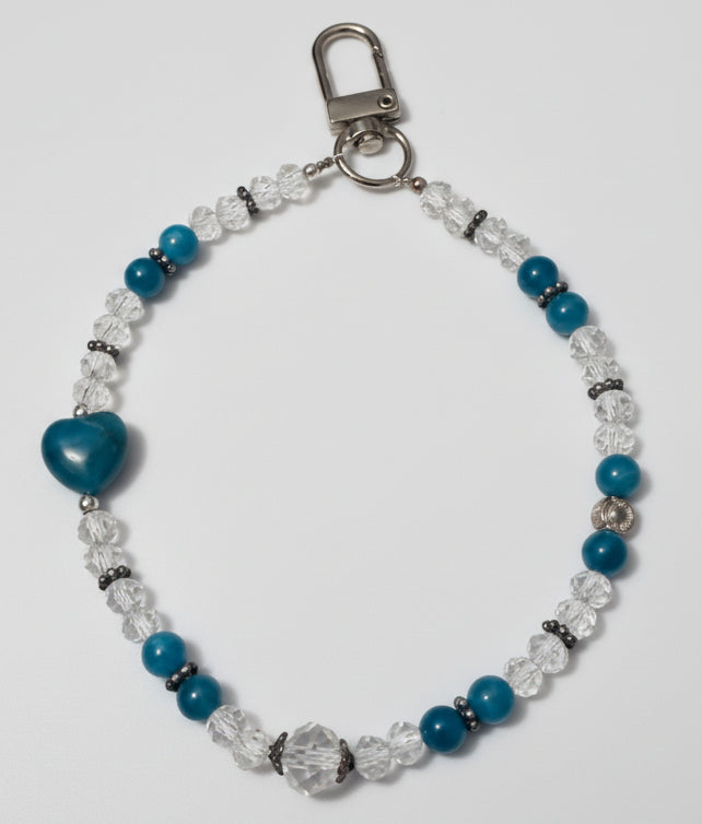 Blue Apatite and Clear Quartz Cell Phone Charm and wristlet