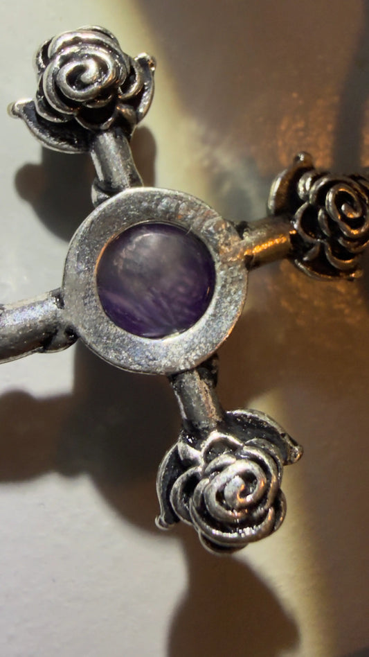 Back side of Celtic Black Rose Amethyst cross