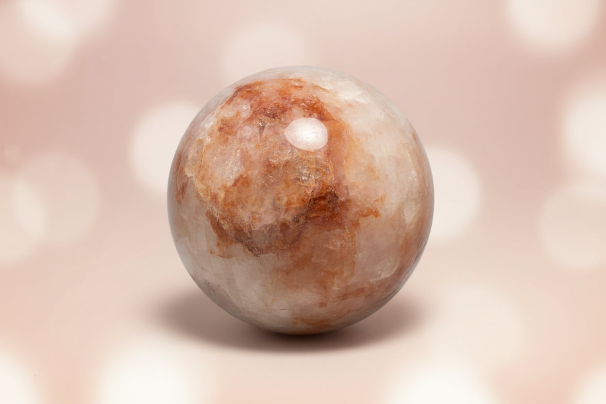 Ferruginous Golden Healer Quartz sphere close-up