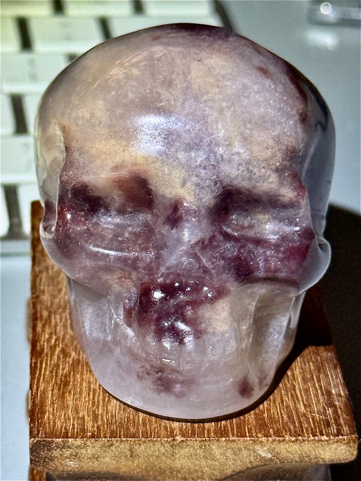Agate skull carving with Red Jasper crystal detail