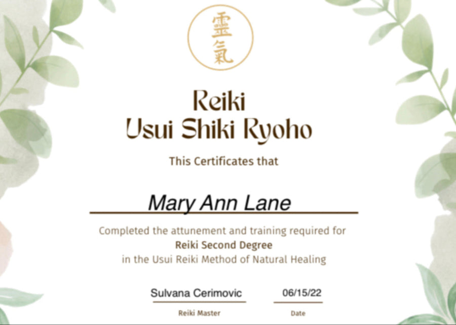 Reiki Usui Shiki Ryoho Second Degree Certificate