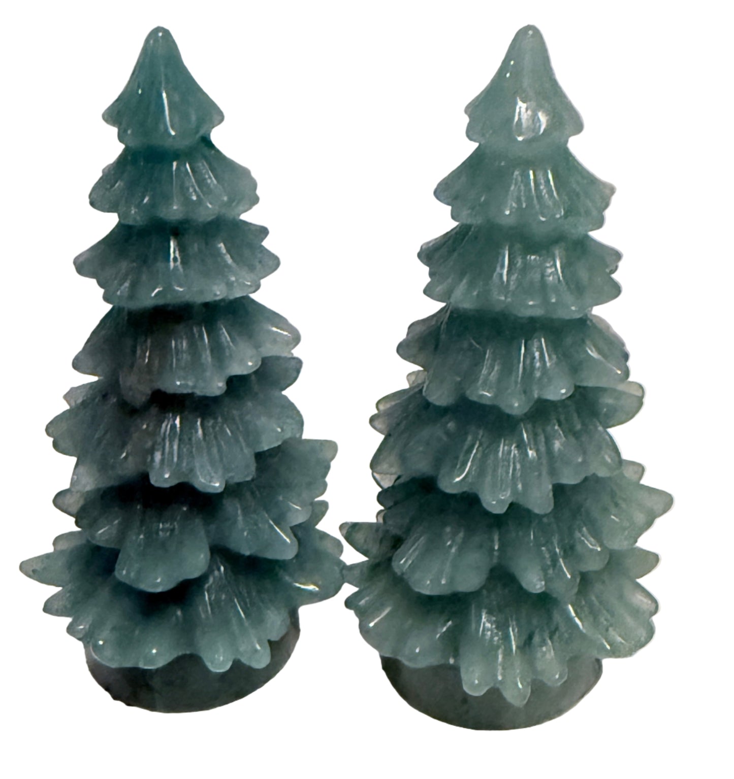 Two dark green Chalcedony Crystal Forest Trees Table Decorations