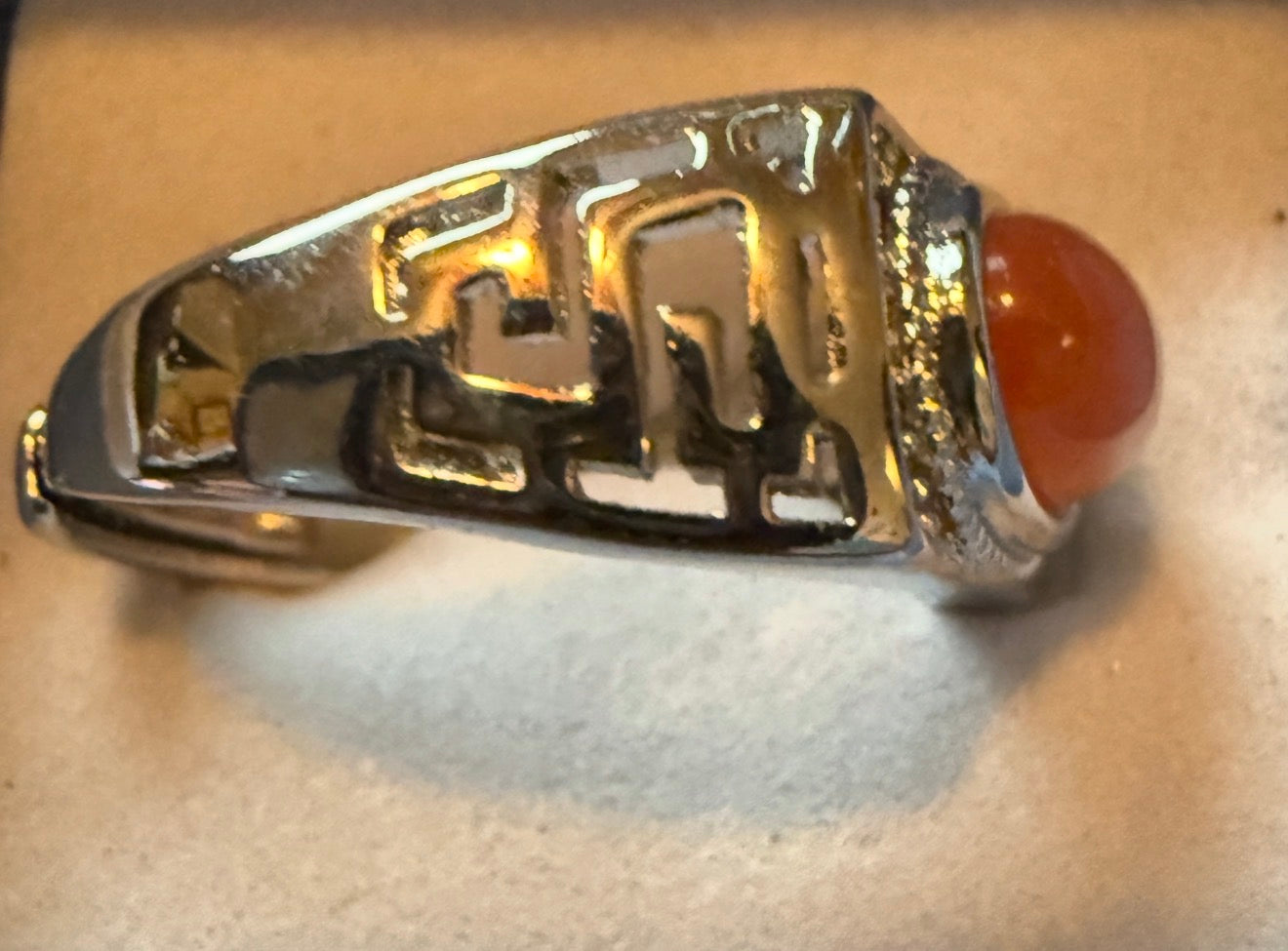 925 silver ring with carnelian stone