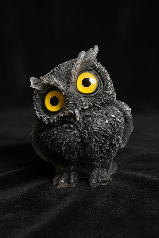 Matte and rough texture orgonite black obsidian owl