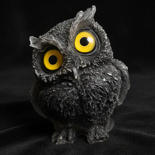 Matte and rough texture orgonite black obsidian owl