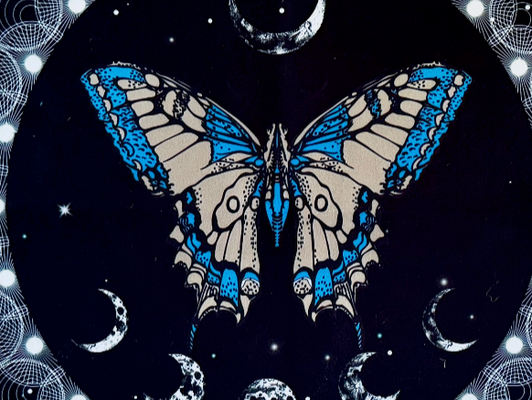 Blue Butterfly Moon Phase Altar Cloth 19 x 19 in