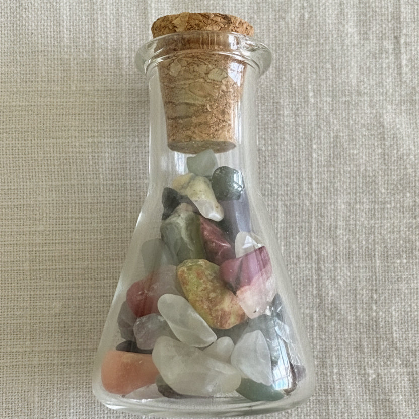 Tiny wish bottle with assorted tiny crystal chips