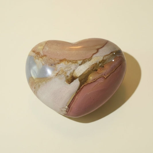 Polychrome Jasper heart browns, off white and dark browns iron inclusions
