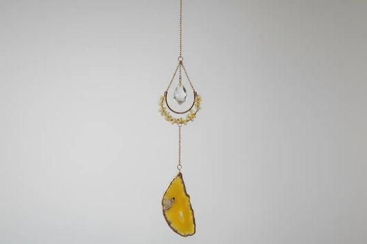 Citrine suncatcher with no background and yellow agate