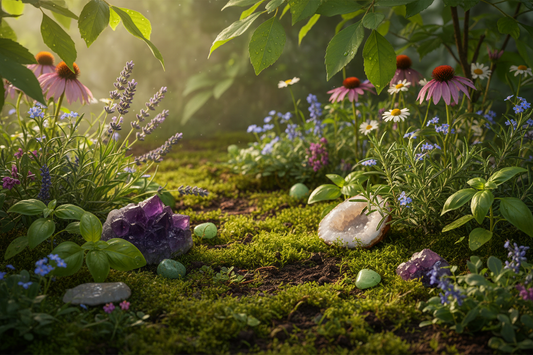 Astrological Gardening Hero Banner — crystals and plants for each zodiac sign