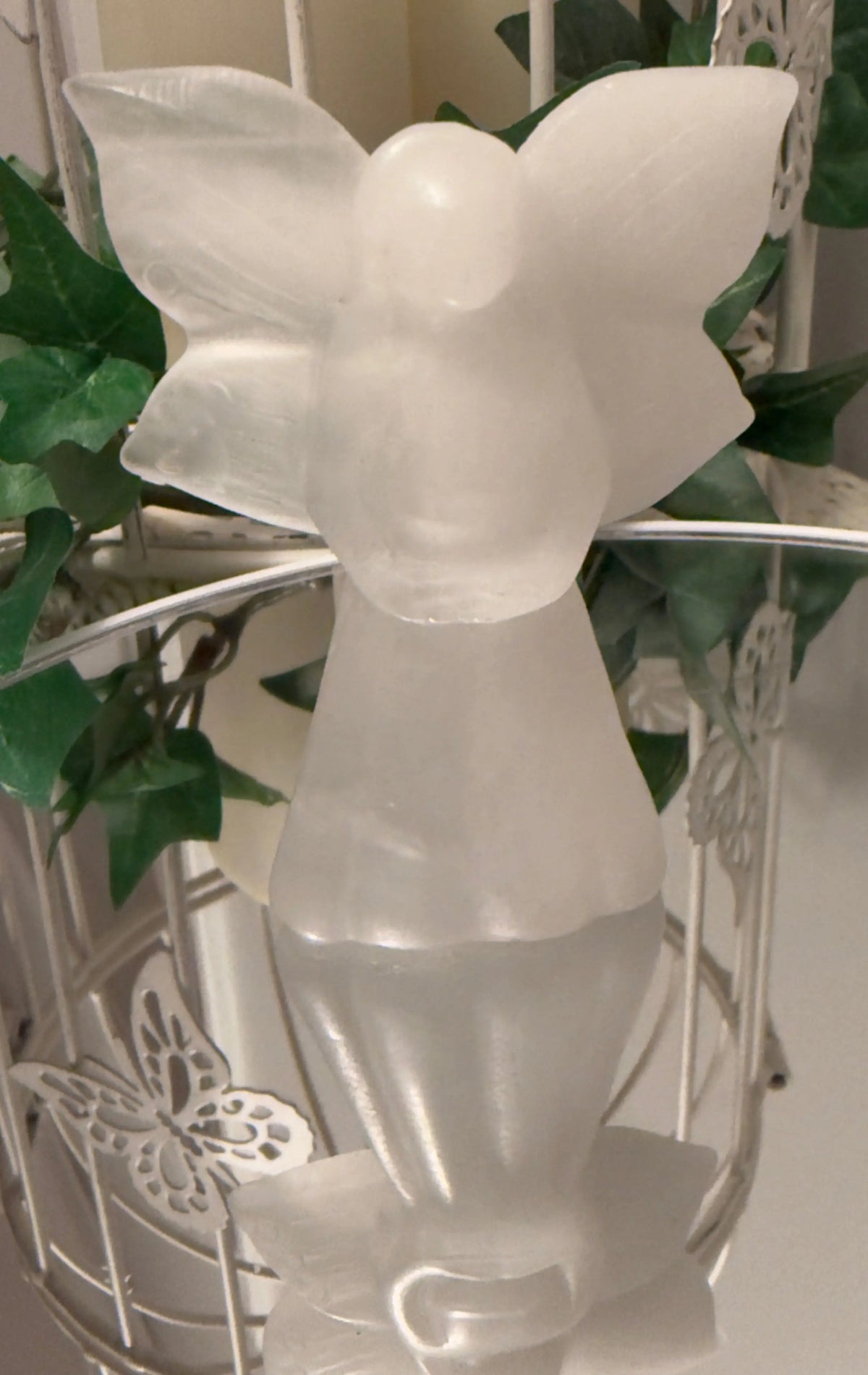 Carved white calcite crystal angel from the Crystal Angels and Angelic Energy collection