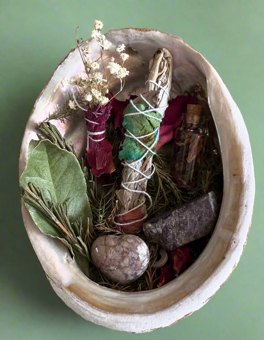 Abalone Shell used as smudge bowl 