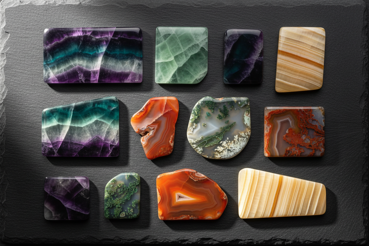 Side view of a Caribbean Calcite slab