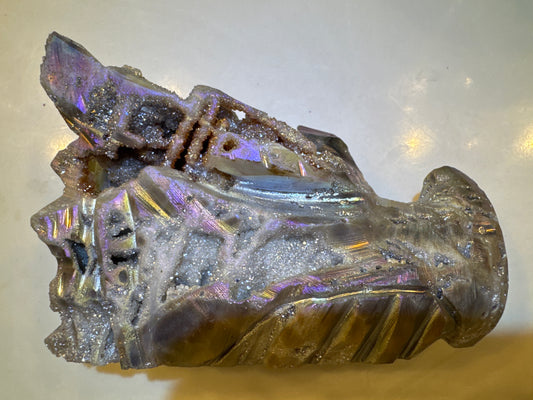 Iridescent, crystallized geode.