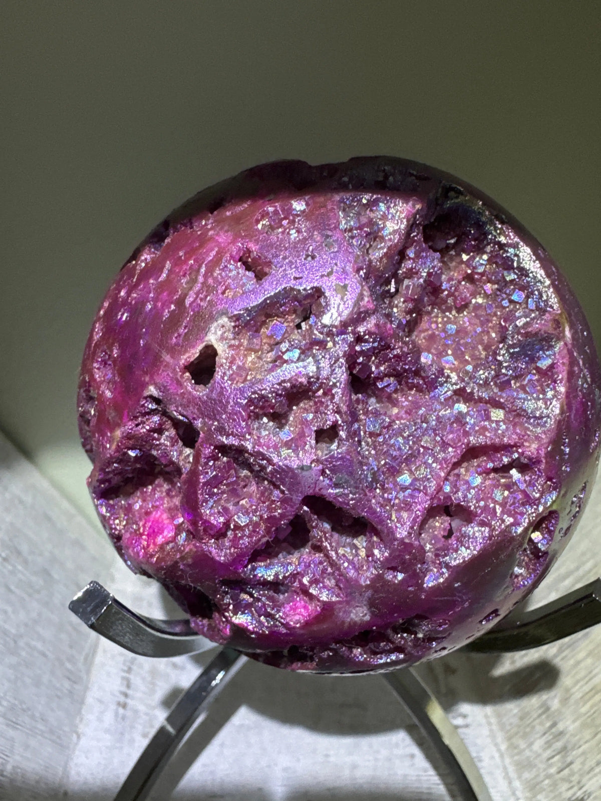 Angel Aura Sphalerite crystal sphere side view