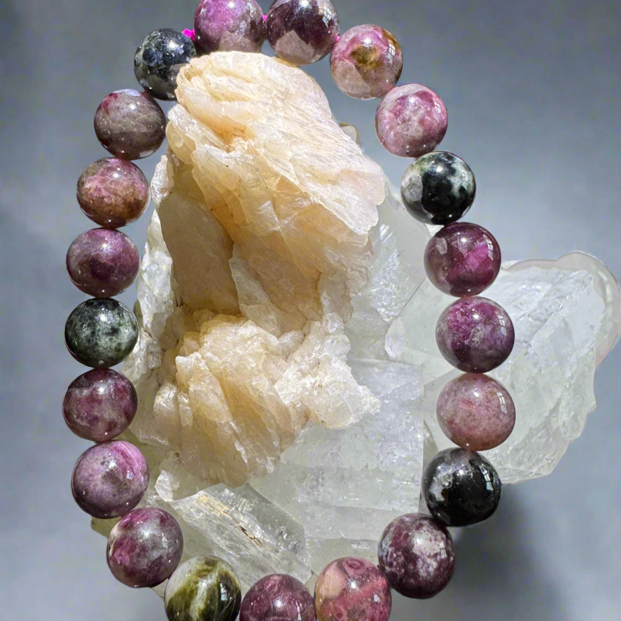 Elbaite Tourmaline beaded bracelet for emotional balance