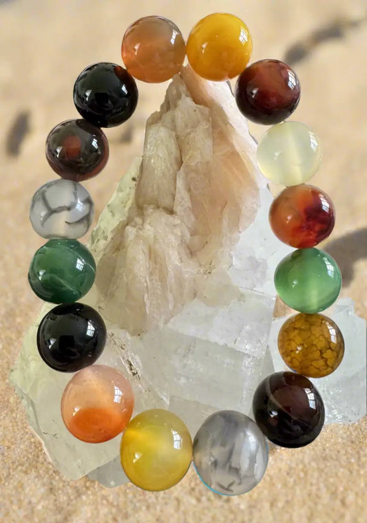 Dyed Agate 12mm bead bracelet for grounding and protection
