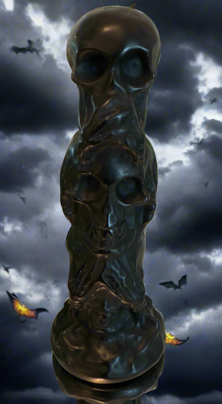 Black Obsidian Skull Totem Carving Speak No Evil, Hear No Evil, See No Evil - Main Street Crystals & Minerals