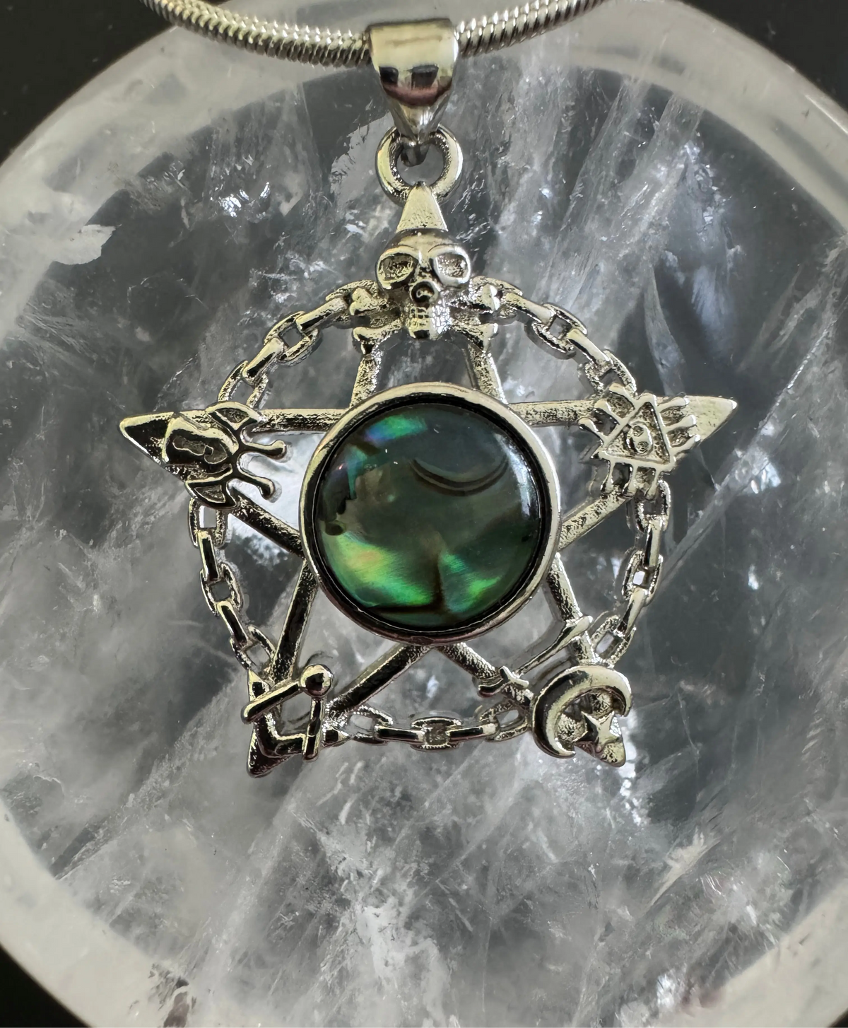 Abalone shell star pendant on stainless steel chain