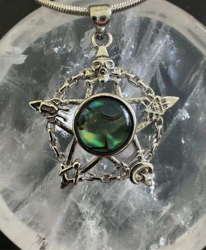 Abalone shell star pendant on stainless steel chain