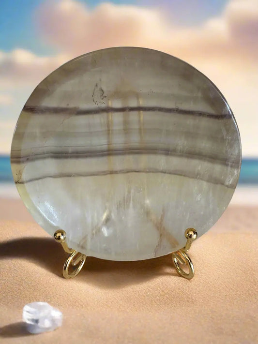 Banded Calcite apothecary bowl for positive energy front view