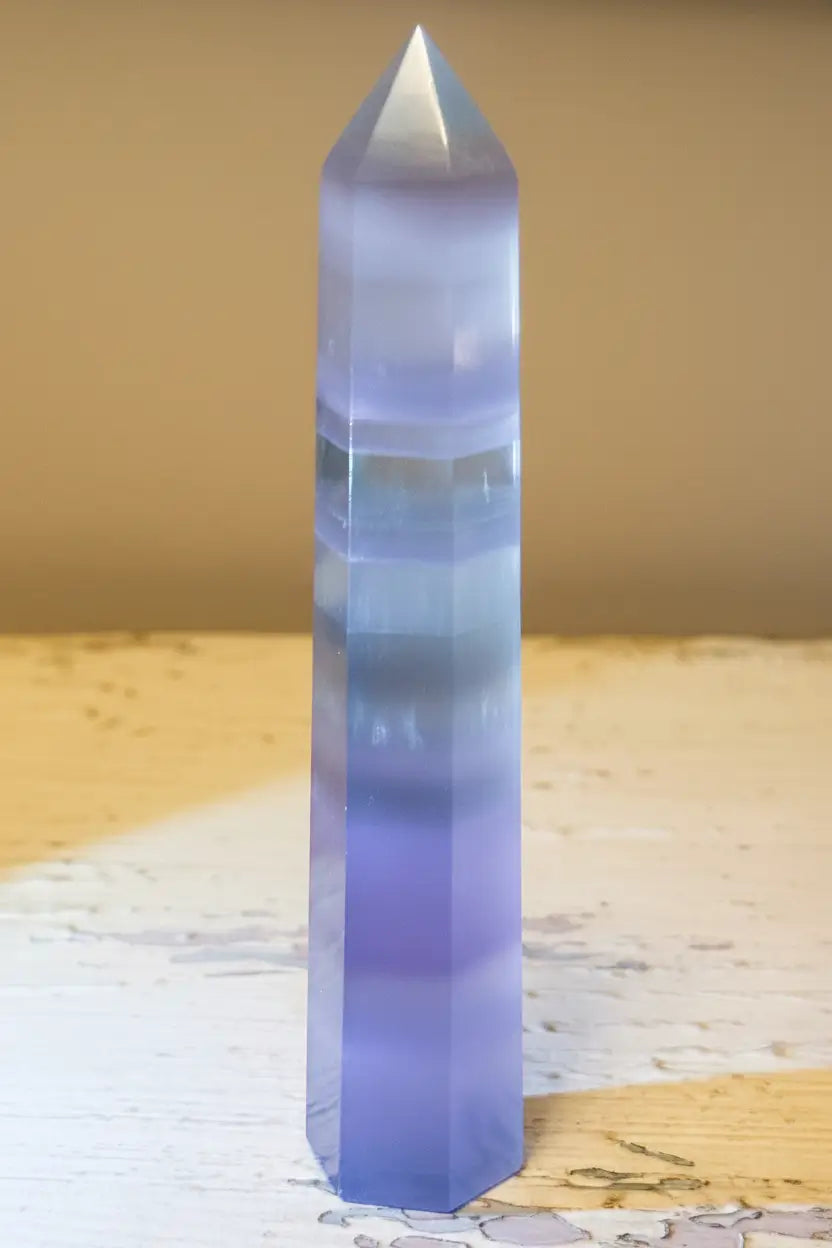 Rare color zone fluorite tower