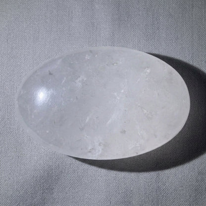 Milky Quartz palm stone with rutile inclusions
