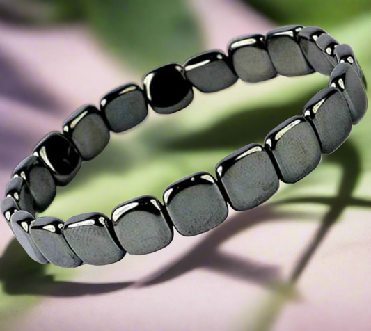 Hematite square bead bracelet.
