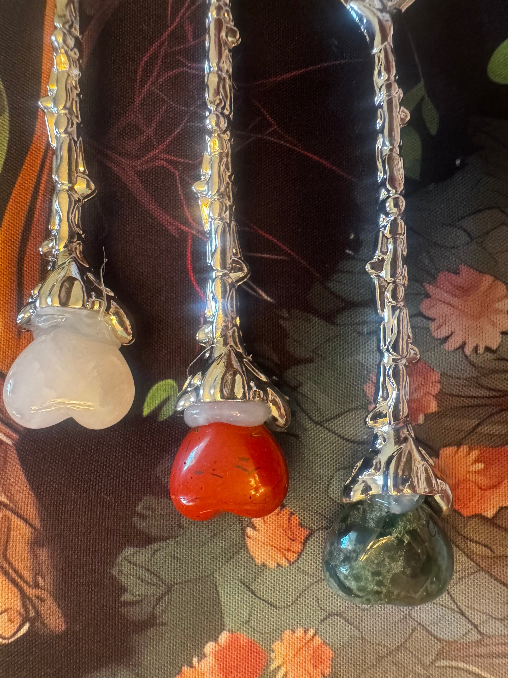 Apothecary Spoons / Herbal Teaspoon Sets of 4 - This set has four spoons although only show in the picture Crystals are embedded into the handle clear quartz, red jasper and kambaba jasper  Main Street Crystals & Minerals