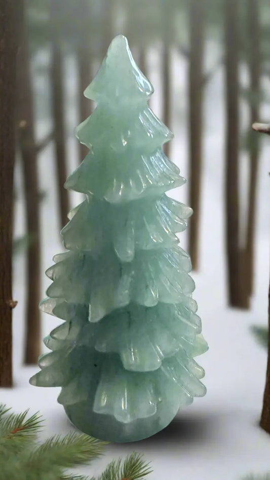 Green Chaldedony Crystal Forest Tree Figurine