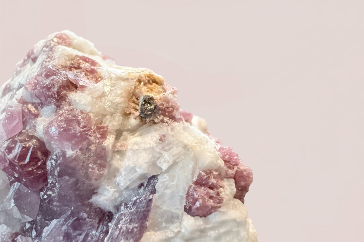 Close up of elbaite tourmaline specimen 
