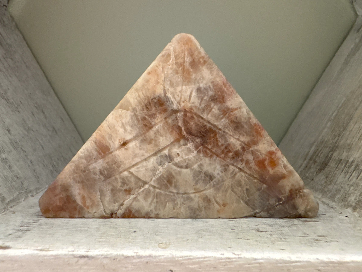 Rainbow Moonstone All Seeing Eye pyramid carving
