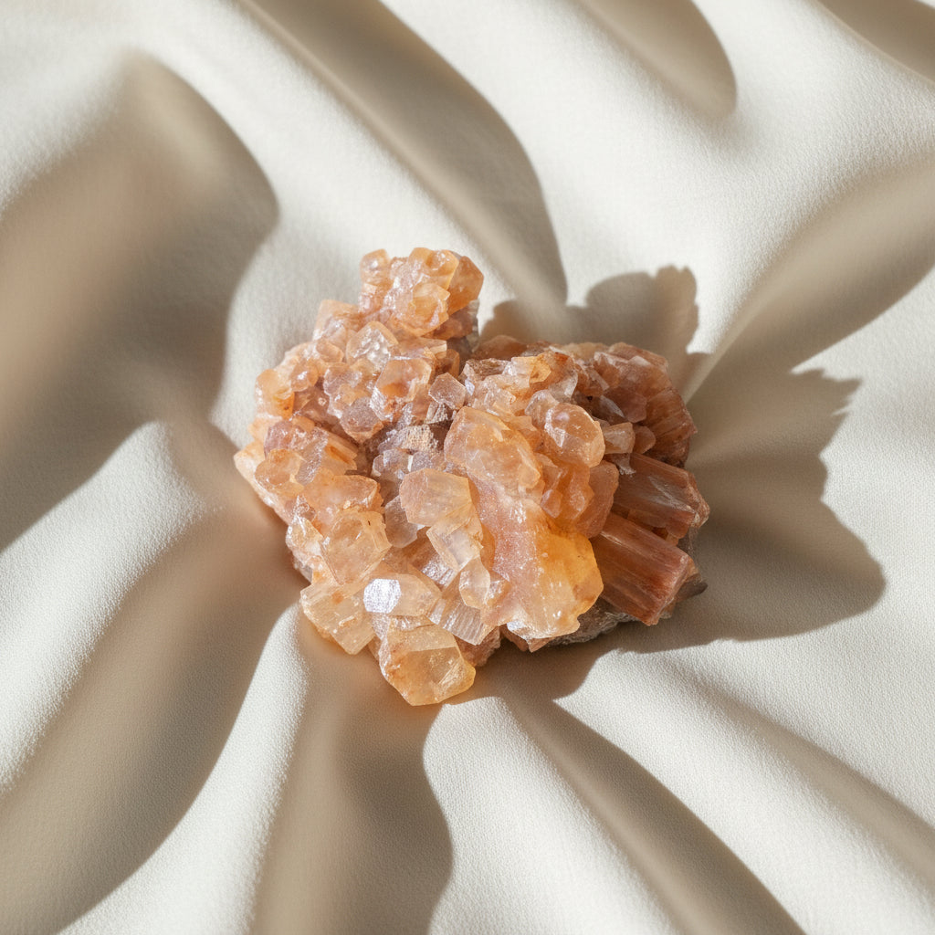 Aragonite Close up photo showing orange colors and pinacoid planes