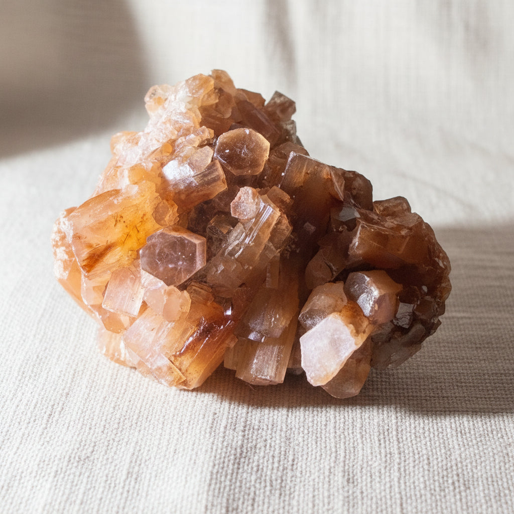 close up aragonite specimen with the pinacoid planes