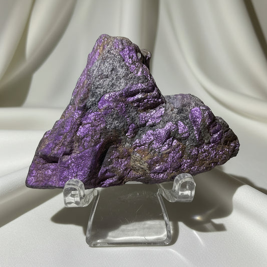 Atlantisite Raw Triangular Specimen and acrylic stand 